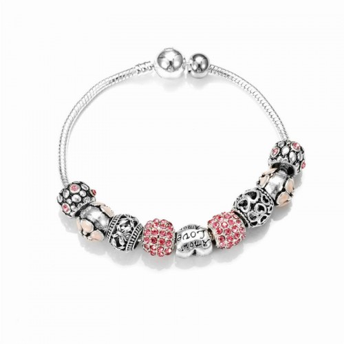 Браслет с шармами Amor розовый