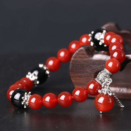 Браслет з натурального каменю Сердолік з пір'їнкою