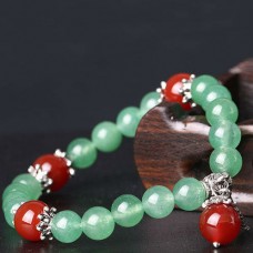 Браслет из натурального камня Хризопраз с перышком