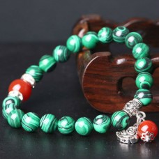 Браслет из натурального камня Малахит с Буддой