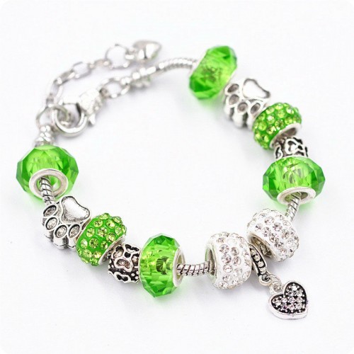 Браслет Pandora лапки салатовий