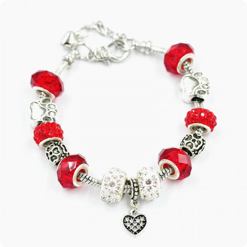 Браслет Pandora лапки червоний