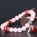 Браслет з натурального каменю Кварц рожевий з пір'їнкою