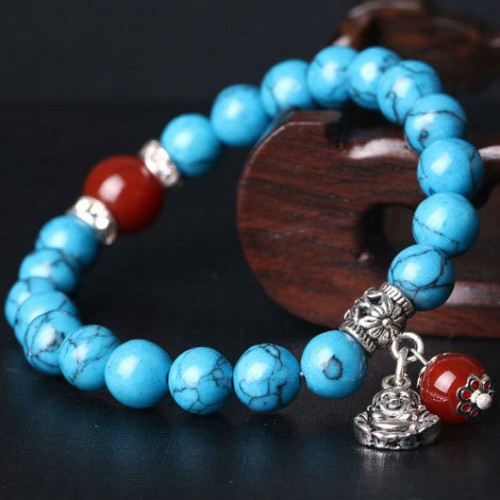 Браслет з натурального каменю Бірюза з Буддою