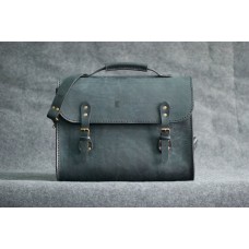 Кожаный мужской портфель CARNEM dark blue briefcase серо-синий