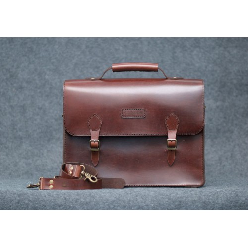 Кожаный мужской портфель CARNEM classic briefcase коричневый