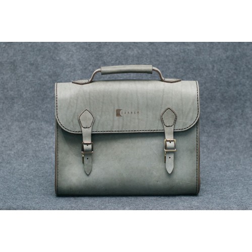 Мужской кожаный портфель-мессенджер CARNEM gray briefcase серый
