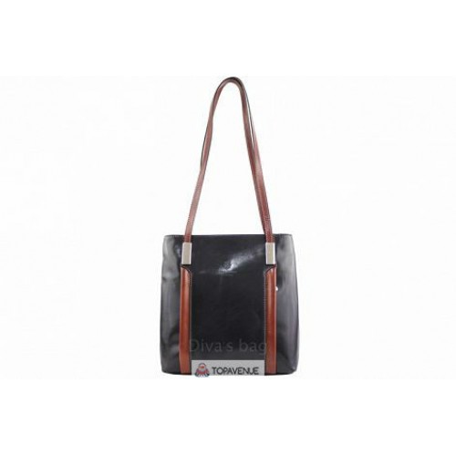 Жіноча шкіряна сумка Zarina (S7027) чорна з коричневим