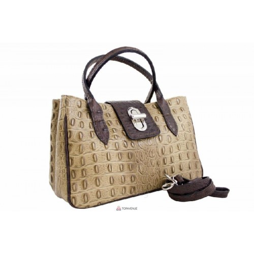 Женская кожаная сумка NARCISA (М8904) тауп с коричневым