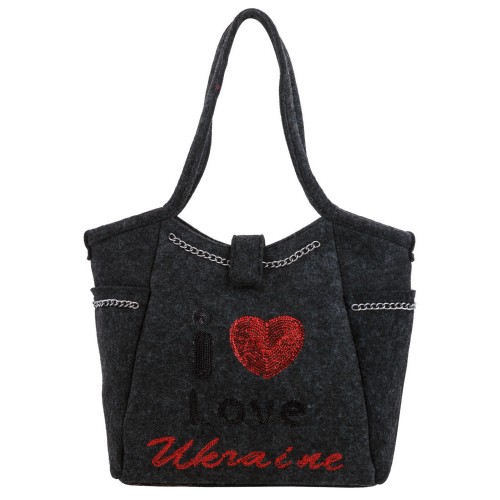 Женская сумка B1 T20127 Украина сукно темно-серая