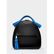 Жіночий шкіряний рюкзак Zaino 027/0-660/T чорний з блакитним