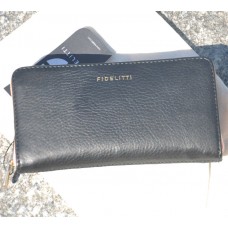 Кожаный кошелек FIDELITTI 036/0-150/Lu черный с розовым