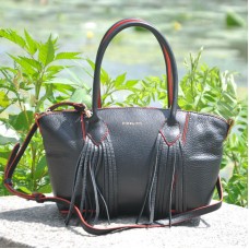 Женская кожаная сумка Bordo черная с красным