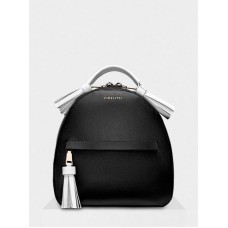 Женский кожаный рюкзак Zaino 027/0-100/T черный с белым