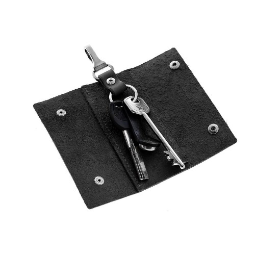 Ключница на кнопках Grande Pelle 405110 матовая кожа черная