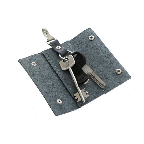 Ключниця на кнопках Grande Pelle 405175 матова шкіра блакитна