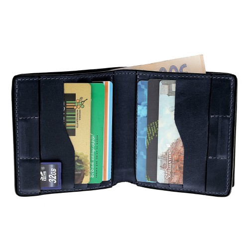 Портмоне Grande Pelle Lettera 537170 с монетницей синее