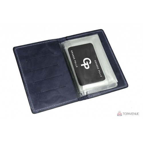 Обкладинка для автодокументів і паспорта Grande Pelle 202170 синя