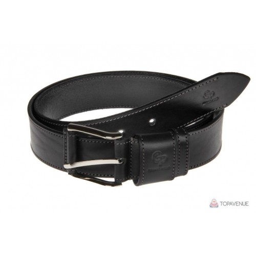 Шкіряний ремінь Grande Pelle Calvin 43051370413 чорний прошитий