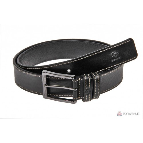 Шкіряний ремінь Grande Pelle Blazer 33051310012 чорний прошитий глянсовий