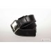 Шкіряний ремінь Grande Pelle 04 Calvin 43001370412 чорний прошитий глянсовий
