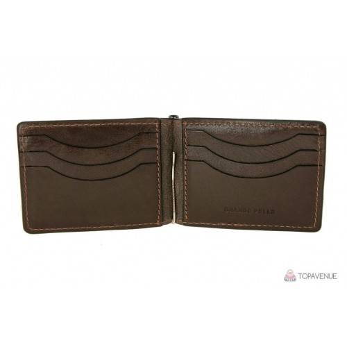 Затиск-портмоне Grande Pelle 109620 шоколад глянцевий