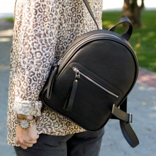 Женский кожаный рюкзак JIZUZ Sport Black черный