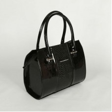 Женская сумка со вставкой из питона М62-лак/14/Z черная