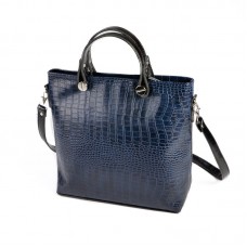 Жіноча сумка з тисненням «крокодил» Камелія М61-11/27 синя + чорний