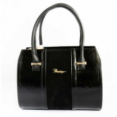 Жіноча класична сумка М62-лак/замш/Z чорна