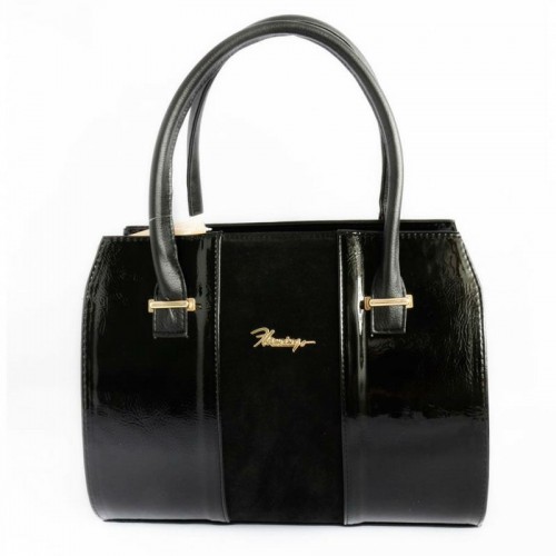 Жіноча класична сумка М62-лак/замш/Z чорна