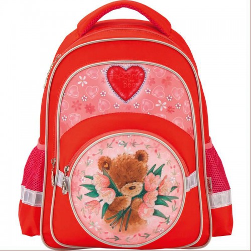 Рюкзак школьный KITE 525 Popcorn Bear PO17-525S красный