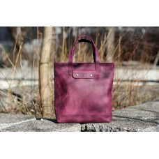 Женская кожаная сумка "Же - вертикальная" бордовая