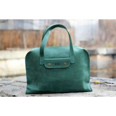 Жіноча шкіряна сумка "Таксі" зелена