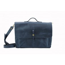 Кожаная сумка-портфель "Эм-М" синяя