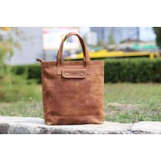 Женская кожаная сумка "Же - вертикальная" темно-рыжая