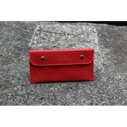 Кожаный кошелек "Конверт" красный