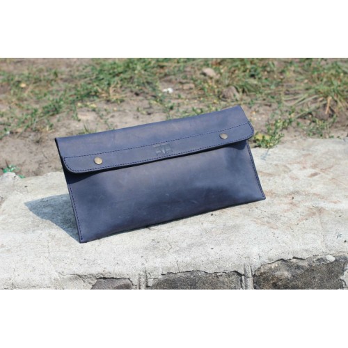 Жіночий шкіряний клатч "Ховай" синій