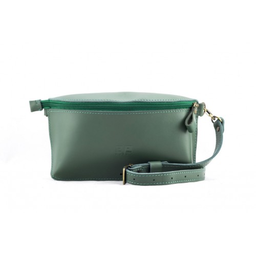 Поясная кожаная сумка Виноград зеленая Кайзер