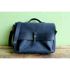 Кожаная сумка-портфель "Эм-S" синяя