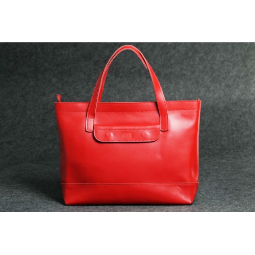 Женская кожаная сумка "Же - горизонтал" красная кайзер