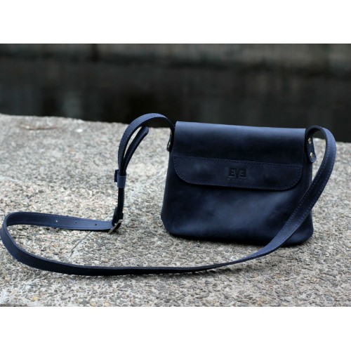 Жіноча шкіряна сумка "Крапля" синя