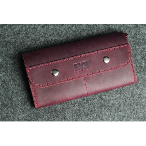 Шкіряний гаманець "Подвійний" бордовий