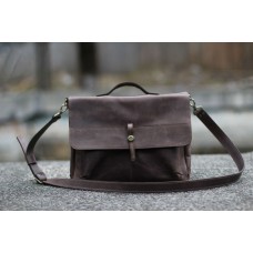 Кожаная сумка-портфель "Эм-S" коричневая