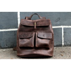 Кожаный рюкзак "Боббер" коричневый