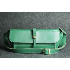 Кожаная поясная сумка "Стандарт" зеленая кайзер