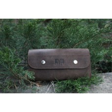 Кожаный кошелек "Двойной" коричневый