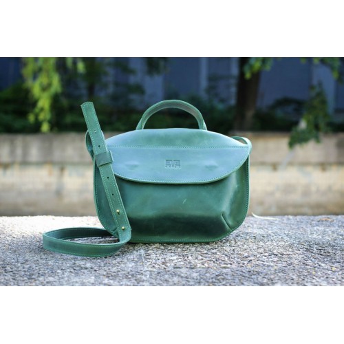 Женская кожаная сумка "Сфера" зеленая