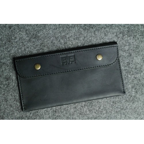 Кожаный кошелек "Конверт" черный