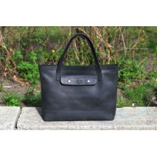 Женская кожаная сумка "Же - горизонтал" черная